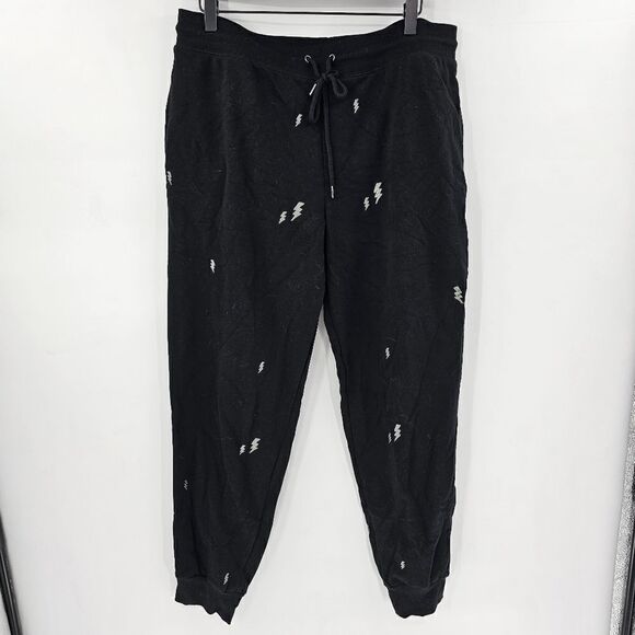 Honeydew black jogger sweats pants large lightening bolt - Picture 1 of 3